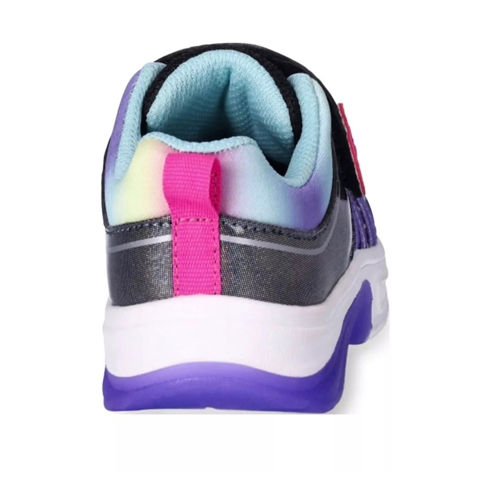 Athletic Works Girl's Low Top Light Up Hook & Loop Black Sneakers, Size 1 - Picture 2 of 5